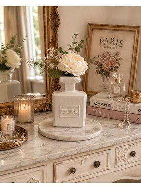 New Ceramic Perfume Bottle Flower Vase Decorative Home Decor Chic Vanity Accent
